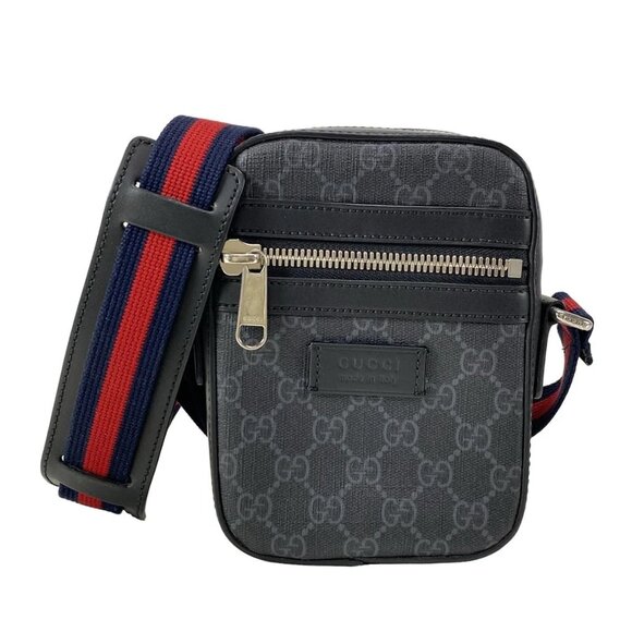 GUCCI GG Supreme Messenger Bag Black Gray Multi PVC Leather - 762-073125 - Picture 1 of 14